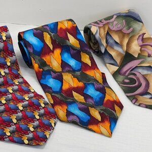 J. Garcia Jerry Garcia Silk Ties Lot of 3 Collector Edition Designs Abstract Geo
